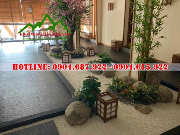 Sỏi trắng rải trang trí tiểu cảnh