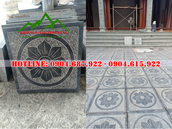 Đá xanh đen băm họa tiết lát sân