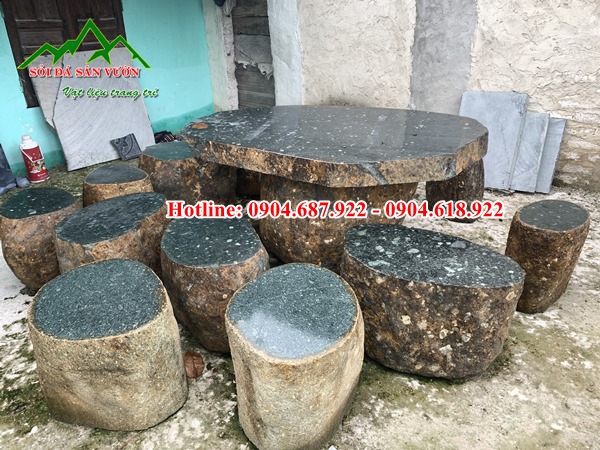 bộ bàn ghế đá cuội đẹp