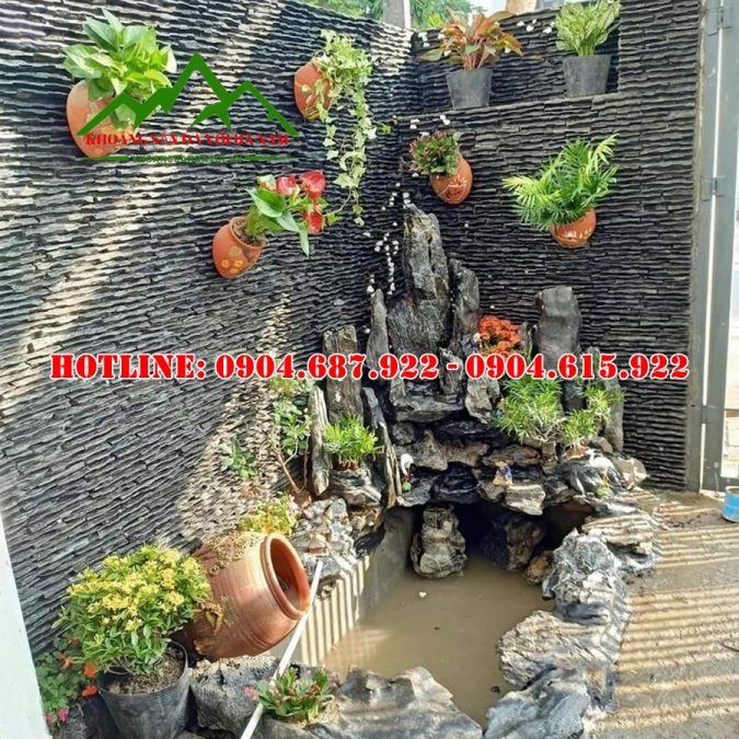 đá ốp tường tiểu cảnh hồ koi