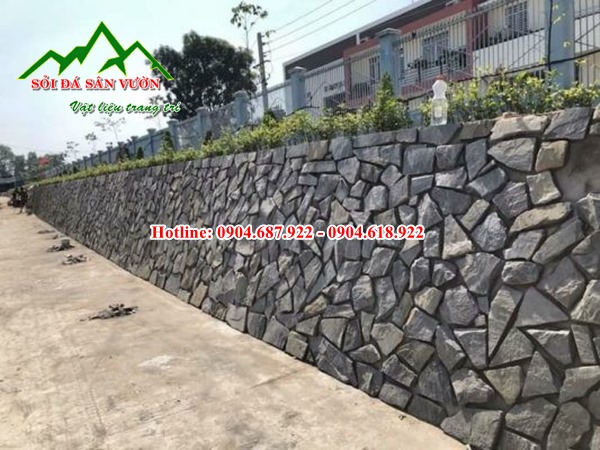 Đá rối đen ốp tường bao