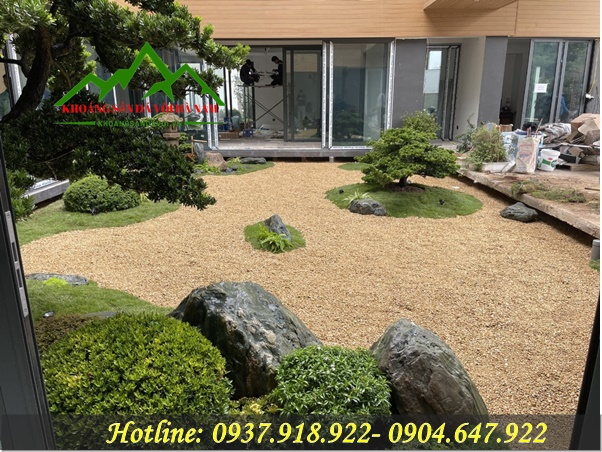 Sỏi vàng nhỏ sân vườn 